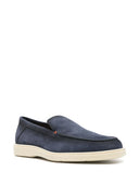 Loafers Santoni, Pebbled Suede, Navy Blue