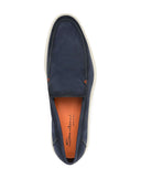 Loafers Santoni, Pebbled Suede, Navy Blue