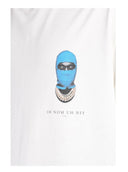 TRICOU IH NOM UH NIT, Blue Mask On Front Print, Regular Fit, Alb