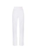 Pantaloni ELISABETTA FRANCHI, double layer stretch crêpe fabric with embroidered logo, Alb