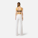 Pantaloni ELISABETTA FRANCHI, double layer stretch crêpe fabric with embroidered logo, Alb