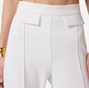 Pantaloni ELISABETTA FRANCHI, double layer stretch crêpe fabric with embroidered logo, Alb