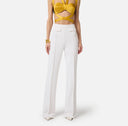 Pantaloni ELISABETTA FRANCHI, double layer stretch crêpe fabric with embroidered logo, Alb