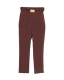 Pantaloni ELISABETTA FRANCHI, Trousers in technical bi-elastic fabric with belt, Maro