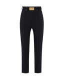 Pantaloni ELISABETTA FRANCHI, Trousers in technical bi-elastic fabric with belt, Negru