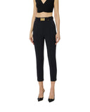 Pantaloni ELISABETTA FRANCHI, Trousers in technical bi-elastic fabric with belt, Negru