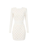 Rochie ELISABETTA FRANCHI ,Mini dress in knit fabric with jewel details,White
