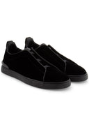 Sneakers Zegna, Low Top, Triple Stitch, Dark Black