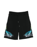 Pantaloni scurti MARCELO BURLON, wings print bermuda, Negru