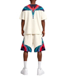 Pantaloni scurti MARCELO BURLON, wings print bermuda, Alb
