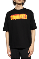 Tricou DSQUARED2, Wash Loose Fit Slogan, Black