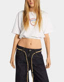 Tricou DSQUARED2, Summer Lovers, Gathered Relax Fit, White