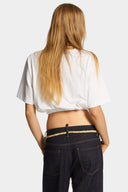 Tricou DSQUARED2, Summer Lovers, Gathered Relax Fit, White
