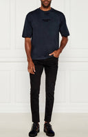 TRICOU DSQUARED2, T-shirt con logo goffrato,black + dark navy print