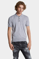 TRICOU DSQUARED2 Knit Polo, Bumbac, Gri, Regular Fit