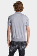 TRICOU DSQUARED2 Knit Polo, Bumbac, Gri, Regular Fit