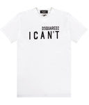 Tricou Dsquared2, Print I CAN'T frontal, Alb