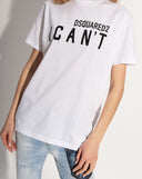 Tricou Dsquared2, Print I CAN'T frontal, Alb