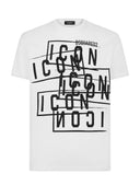 Tricou DSQUARED2, ICON Stamps, Alb