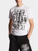Tricou DSQUARED2, ICON Stamps, Alb