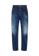 Jeans DSQUARED2, INDIGO BLUE DENIM STRAIGHT-LEG TROUSERS