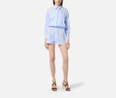 PANTALONI SCURTI ELISABETTA FRANCHI,  Poplin, Embroideries, Blue