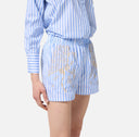 PANTALONI SCURTI ELISABETTA FRANCHI,  Poplin, Embroideries, Blue