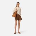 Pantaloni scurti ELISABETTA FRANCHI, Linen-blend shorts with straps, Maro