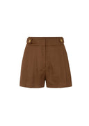 Pantaloni scurti ELISABETTA FRANCHI, Linen-blend shorts with straps, Maro