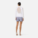 PANTALONI SCURTI ELISABETTA FRANCH, Striped stretch cotton shorts, Blue