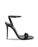 Sandale ELISABETTA FRANCHI, Étoile Nappa leather sandals with ankle strap, Negru