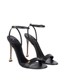 Sandale ELISABETTA FRANCHI, Étoile Nappa leather sandals with ankle strap, Negru