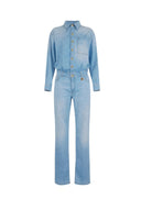 SALOPETA ELISABETTA FRANCHI, Denim, Letters Print, Albastru