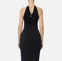 Top ELISABETTA FRANCHI, Knit top with jewel snake, Negru