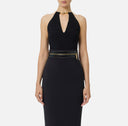 Top ELISABETTA FRANCHI, Knit top with jewel snake, Negru
