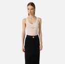 TOP ELISABETTA FRANCHI, Knit top with logo,Wool, White