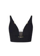 Top ELISABETTA FRANCHI, In crêpe fabric with jewel detail, Black