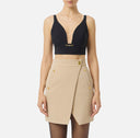 Top ELISABETTA FRANCHI, In crêpe fabric with jewel detail, Black