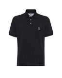 Tricou BRUNELLO CUCINELLI, Logo Embroidered, Polo, Grey Details, Black