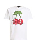 Tricou DSQUARED2, Caten Cherry Print  White
