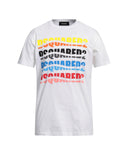 Tricou DSQUARED2, Multicolor Print Frontal, Alb
