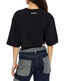 Tricou DSQUARED2, ICONique Cropped Loose Fit T-Shirt, Negru