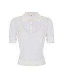 Tricou ELISABETTA FRANCHI, Nylon polo shirt with bra, Alb