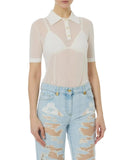 Tricou ELISABETTA FRANCHI, Nylon polo shirt with bra, Alb