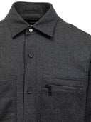 Camasa Zegna, Wool, Buttoned Long Sleeved, Grey